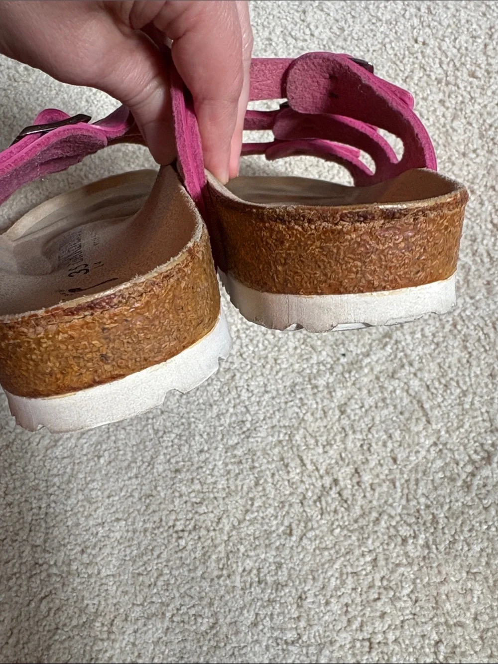 Birkenstock Florida Hot Pink Sandals size 35, size 4 / 4.5 Triple Strap